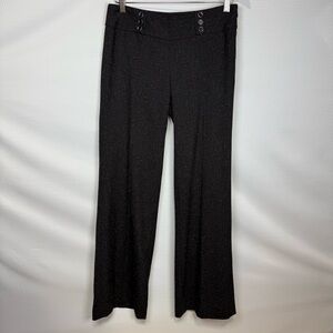 WHBM Legacy Tweed Trousers Size 4R Wide Leg Charcoal Side Zip